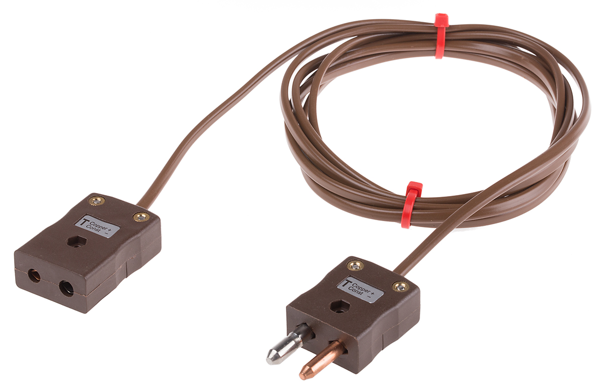 RS PRO Type T Thermocouple Cable/Wire Extension Lead, 2m, Unscreened, PVC Insulation, +105°C Max, 7/0.2mm