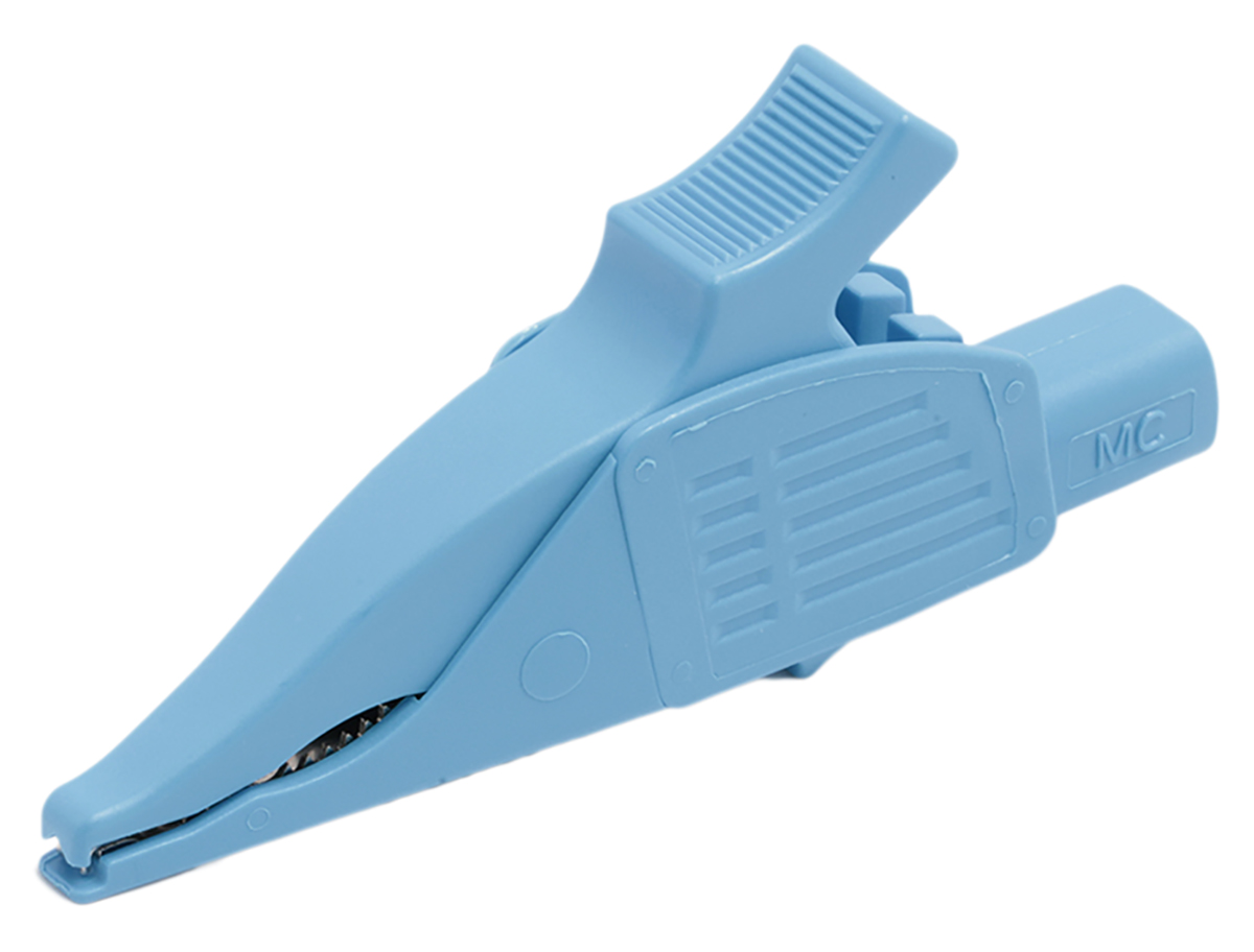 Staubli Crocodile Clip 4 mm Connection, Brass Contact, 32A, Blue