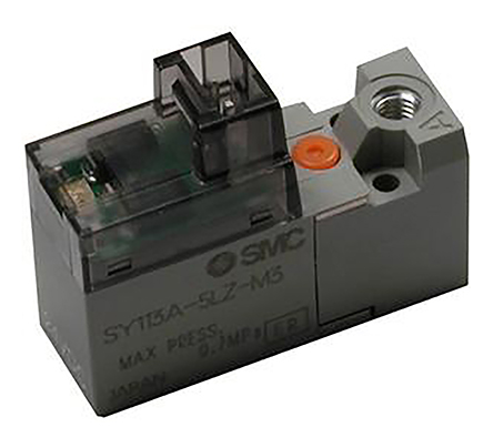 SMC 3/2 Pneumatic Solenoid Valve - Solenoid/Spring Metric M3 SY100 Series 24V dc