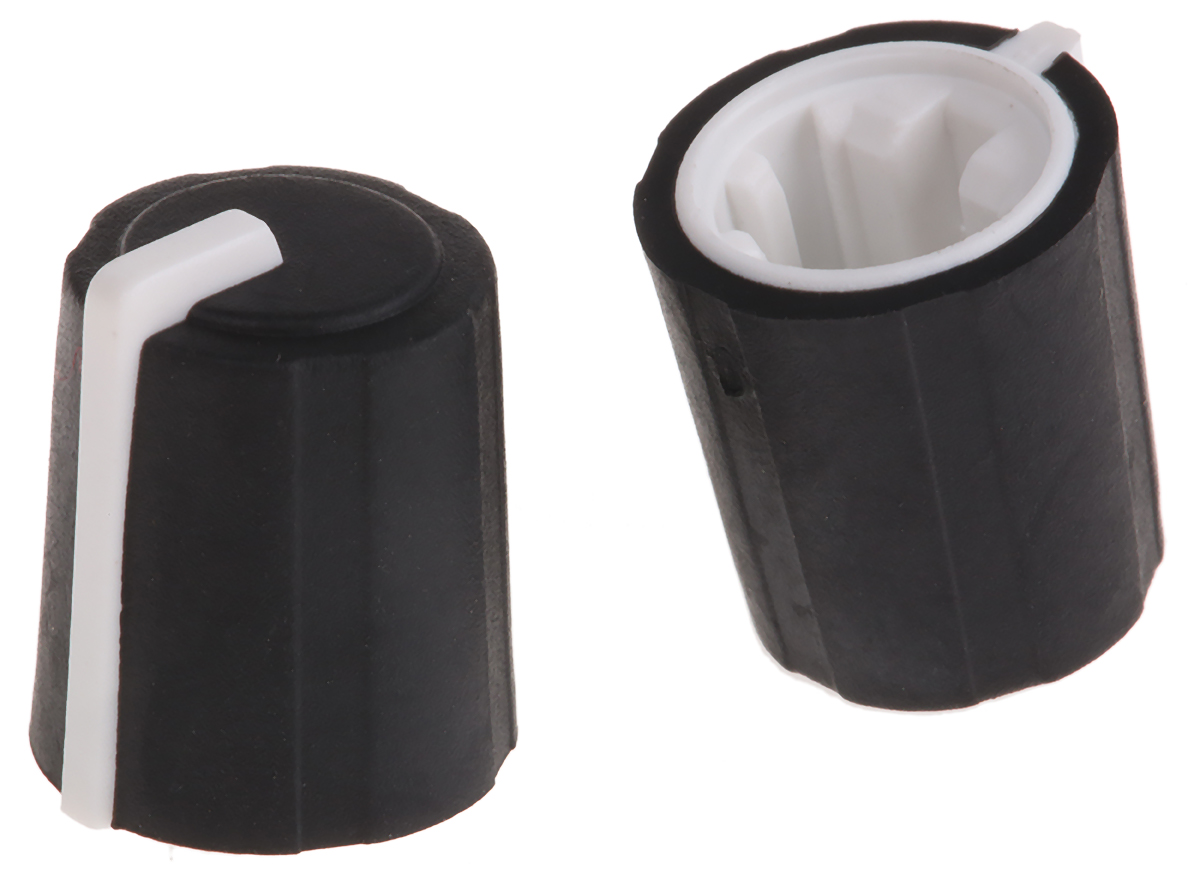 Sifam 11.5mm Black Potentiometer Knob for 6mm Shaft D Shaped, 3/03/DR110-006/237/224
