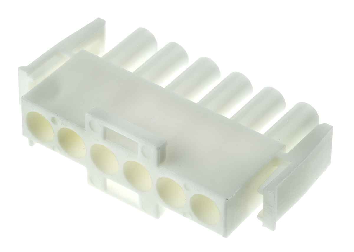 TE Connectivity, Universal MATE-N-LOK Male Connector Housing, 6.35mm Pitch, 6 Way, 1 Row
