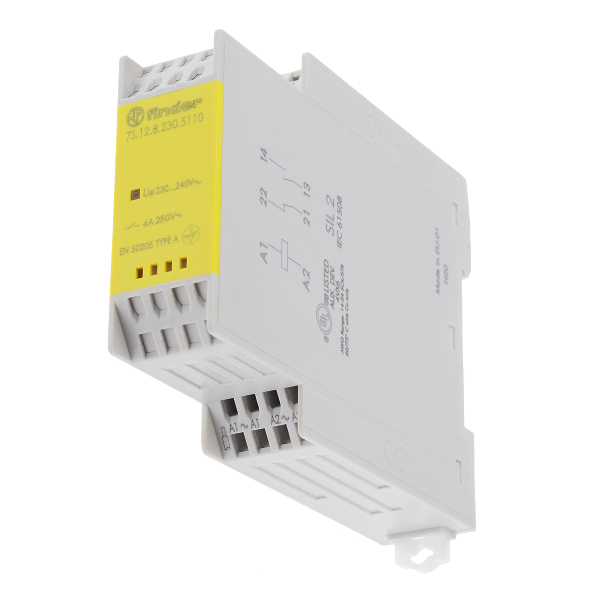Finder DIN Rail Force Guided Relay, 230V ac Coil Voltage, 2 Pole, SPDT