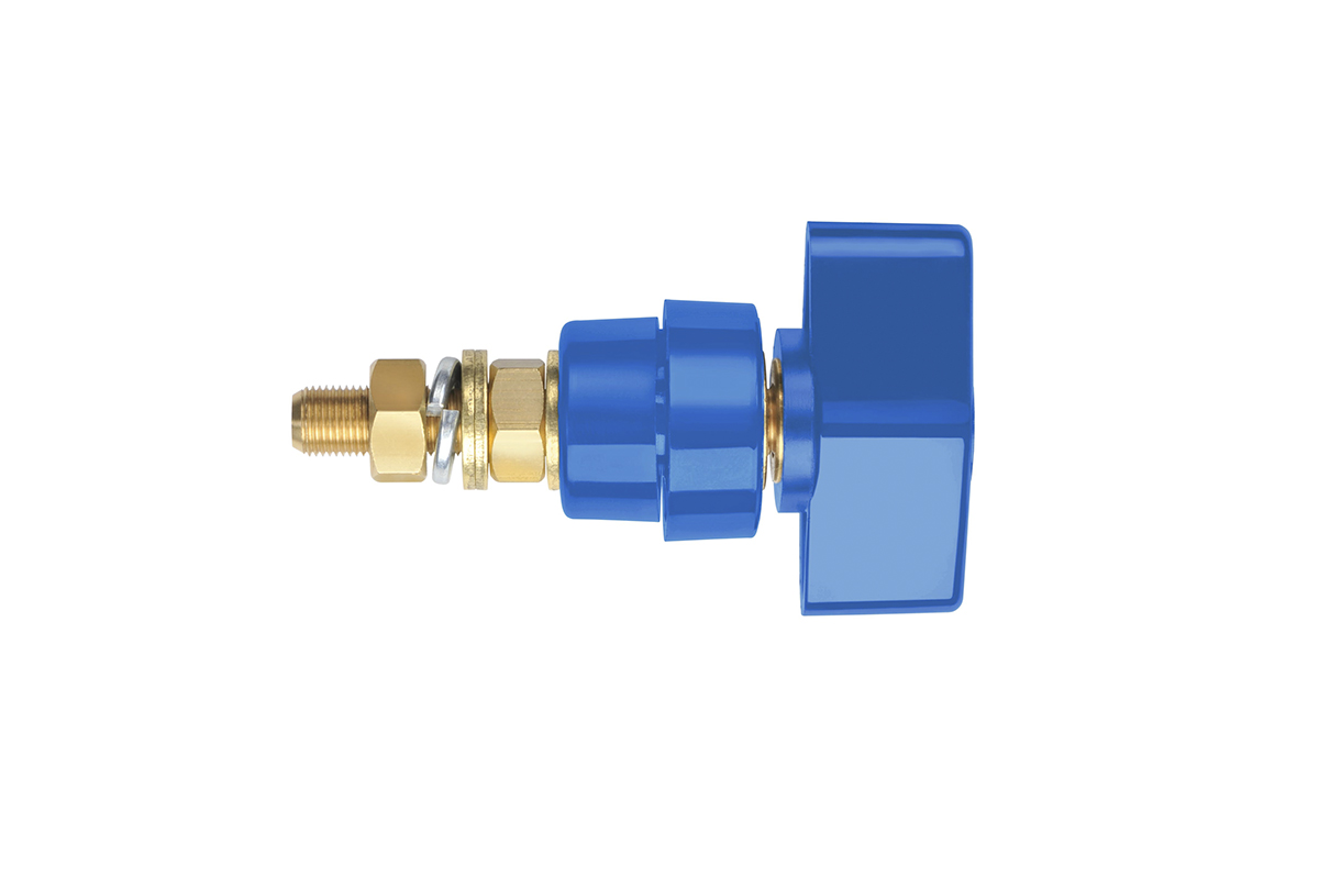 Schutzinger 4mm Blue Terminal Post, 1kV, 100A, M8 x 0.75 Thread