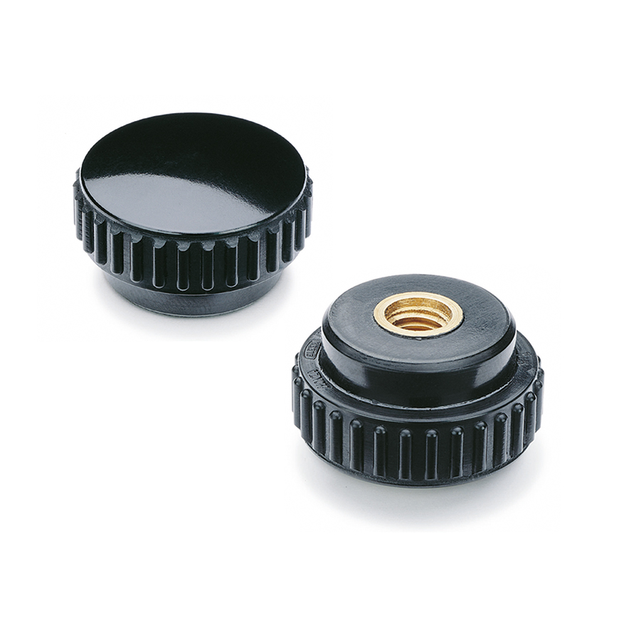 Elesa 2102 Black Duroplast Round Knob, M4, Blind Hole