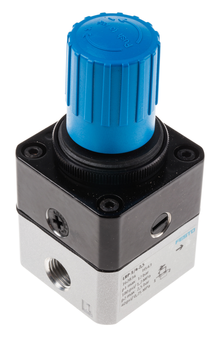 Festo G 1/4 Pneumatic Regulator - 0.05bar to 2.5bar, 1/4in, 12bar max. input, 162834