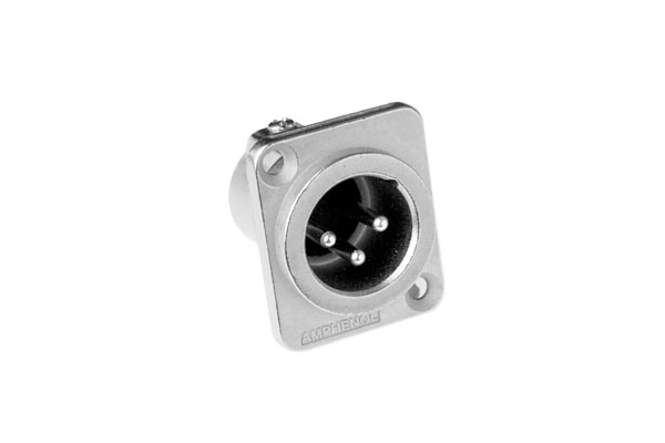 Amphenol Industrial Chassis Mount XLR Connector, Male, IP40, 133 V, 3 Way, Silver Plating