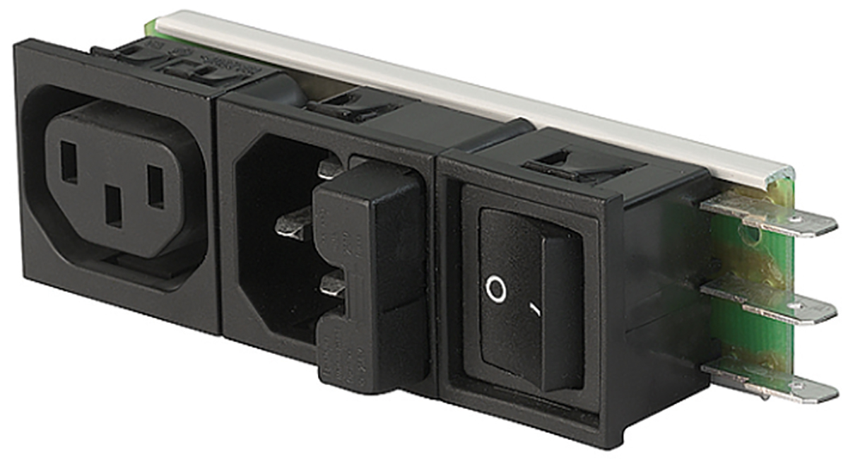 Schurter C14, F Snap-In IEC Connector Socket, Plug, 10A, 125 V, 250 V, Fuse Size 5 x 20mm