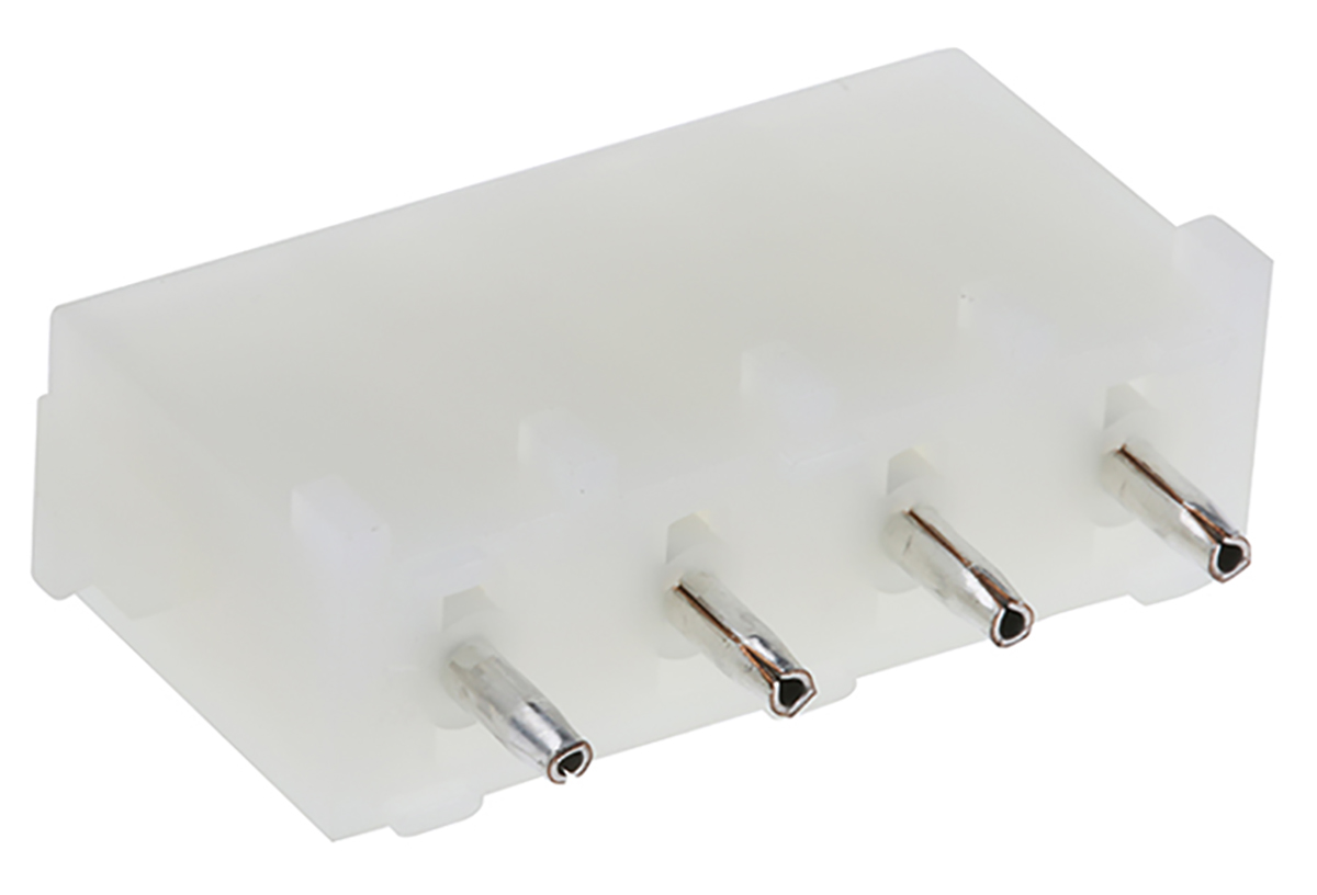 TE Connectivity Universal MATE-N-LOK Series Straight Through Hole PCB Header, 4 Contact(s), 6.35 mm Pitch, 1 Row,