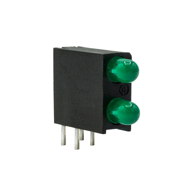 Dialight 553-0222F, Green Right Angle PCB LED Indicator, 2 LEDs, Through Hole 2.2 V