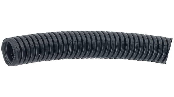 Reiku Corrugated Loom Tubing Conduit, 11.8mm Nominal Diameter, Polyamide 6, Black
