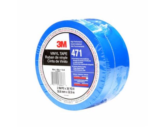 3M 471 Blue PVC 33m Lane Marking Tape, 0.14mm Thickness