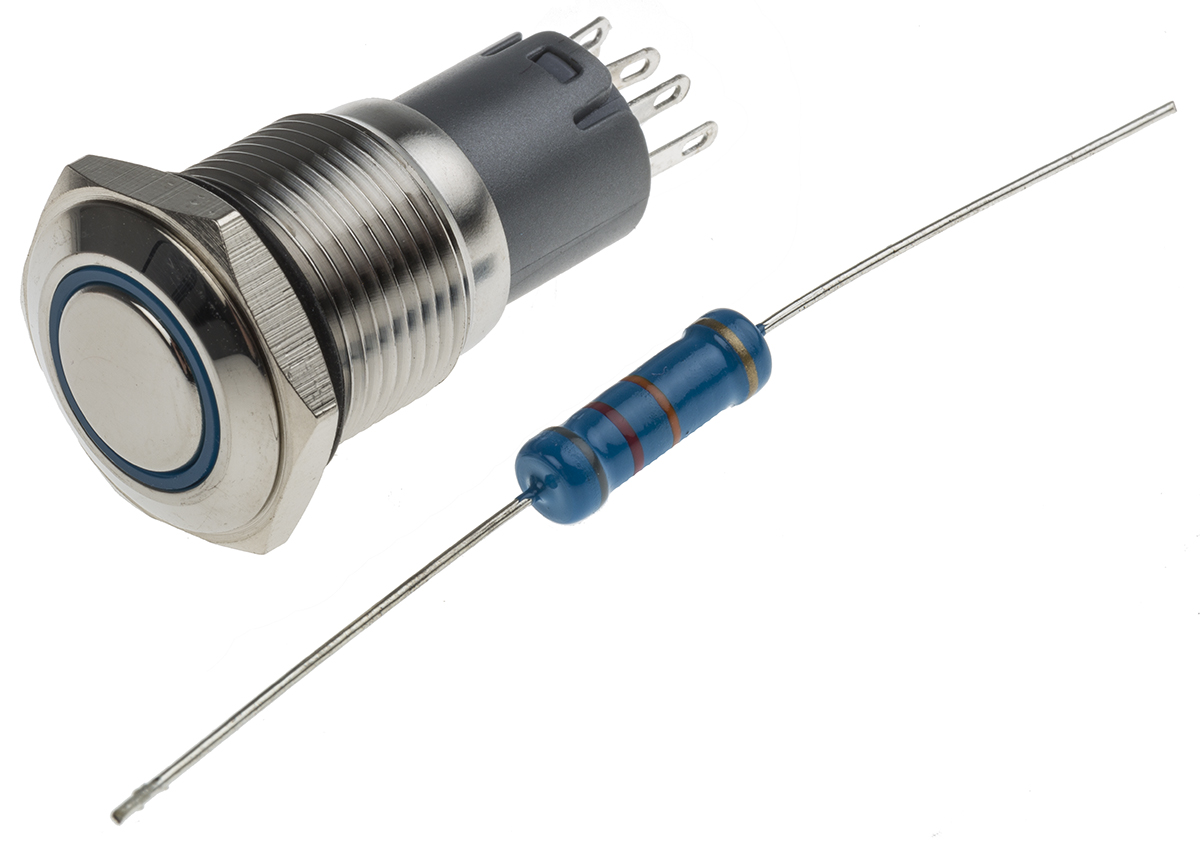 RS PRO Illuminated Push Button Switch, Latching, Panel Mount, 16mm Cutout, SPDT, Blue LED, 250V ac, IP65, IP67