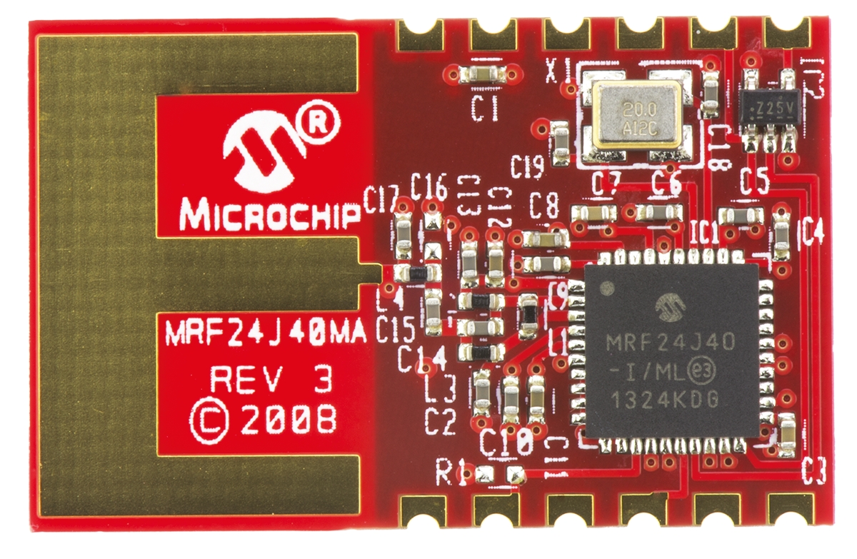 Microchip MRF24J40MA-I/RM ZigBee Transceiver, 12-Pin Module
