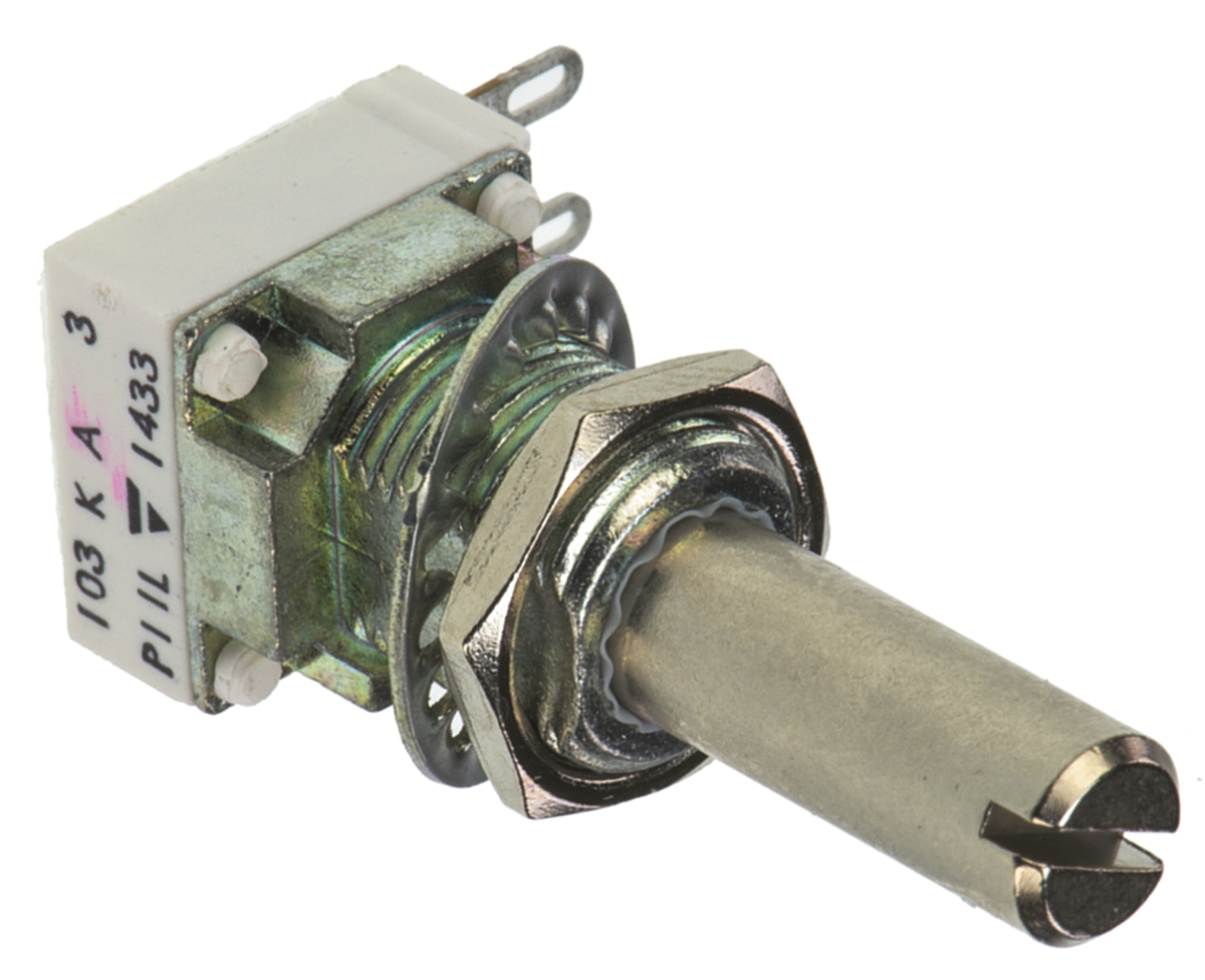 Vishay P11L 10kΩ Rotary Potentiometer 1-Gang Panel Mount, P11L1V0FLSY00103KA