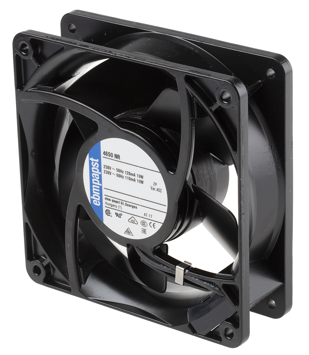 ebm-papst 4000 N Series Axial Fan, 230 V ac, AC Operation, 160m³/h, 19W, 119 x 119 x 38mm