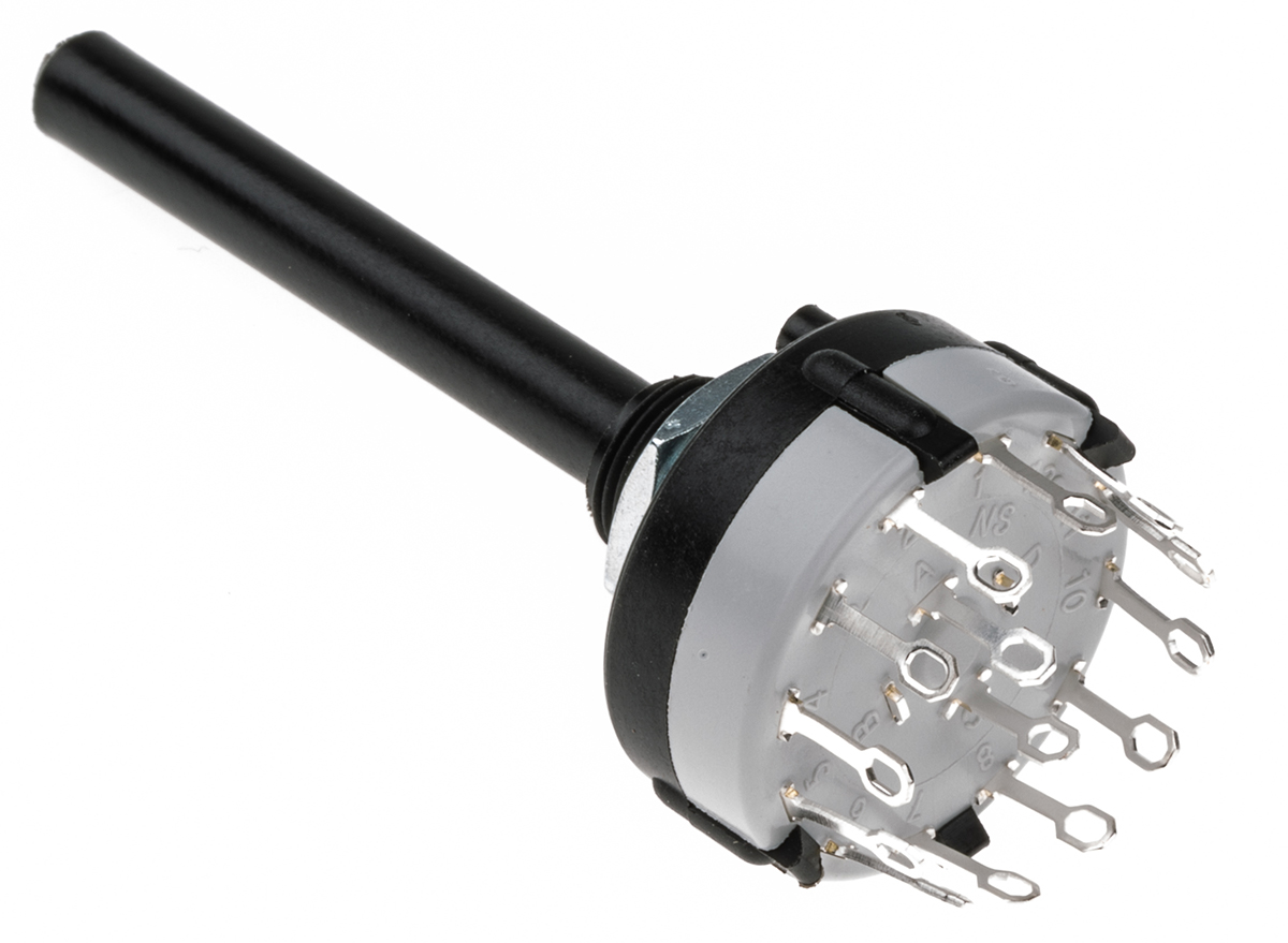 Lorlin, 6 Position DPST Rotary Switch, 150 mA@ 250 V ac, Solder Tab