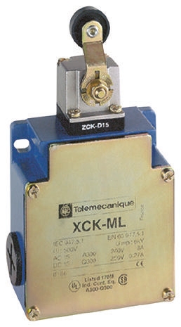Telemecanique Sensors XCKM Series Roller Lever Limit Switch, NO/NC, IP66, 4P, Zinc Alloy Housing, 240V ac Max, 10A Max
