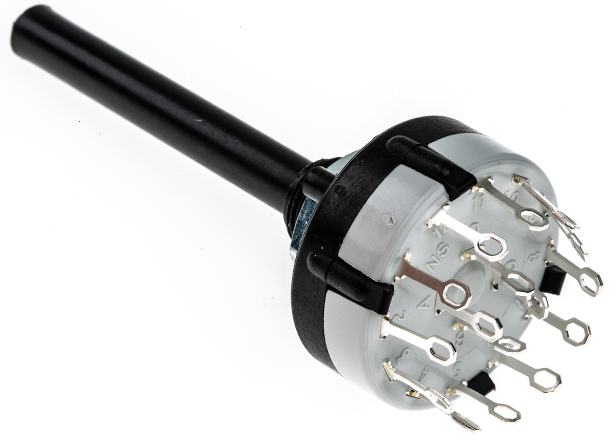 Lorlin, 3 Position 4PST Rotary Switch, 150 mA@ 250 V ac, Solder Tab