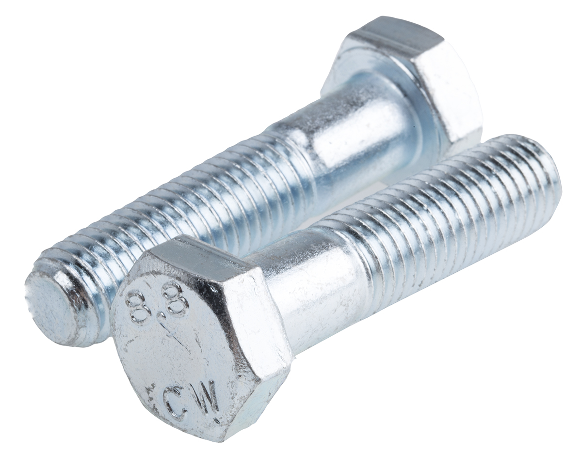 RS PRO Bright Zinc Plated Steel, Hex Bolt, M14 x 60mm