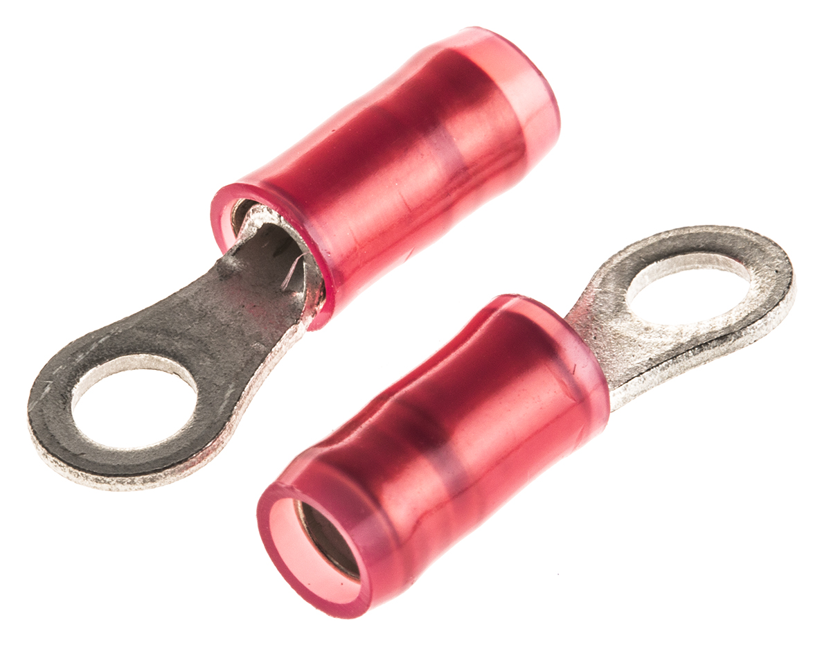 TE Connectivity, PIDG Insulated Ring Terminal, M3.5 Stud Size, 0.26mm² to 1.65mm² Wire Size, Red