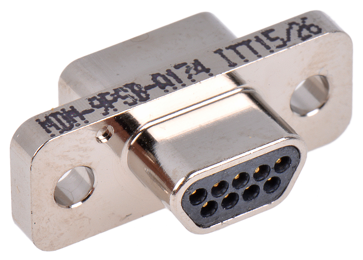 ITT Cannon MDM 9 Way Panel Mount D-sub Connector Plug, 1.27mm Pitch