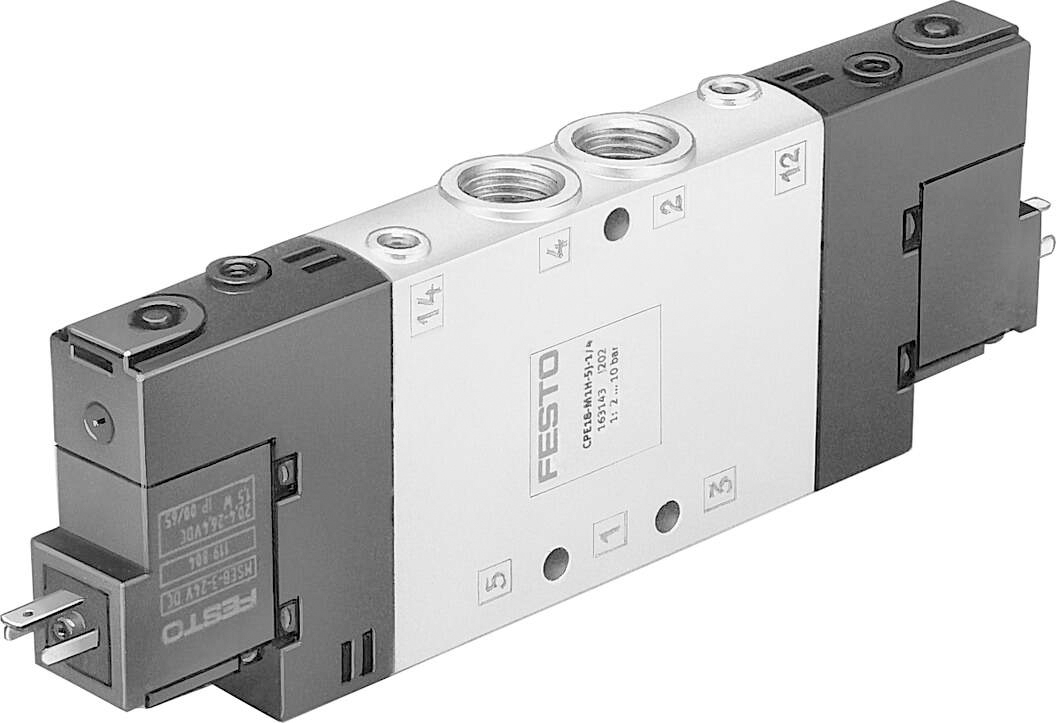 Festo 5/2 Solenoid Pilot Valve - Electrical G 1/4 CPE Series 24V dc, 163143