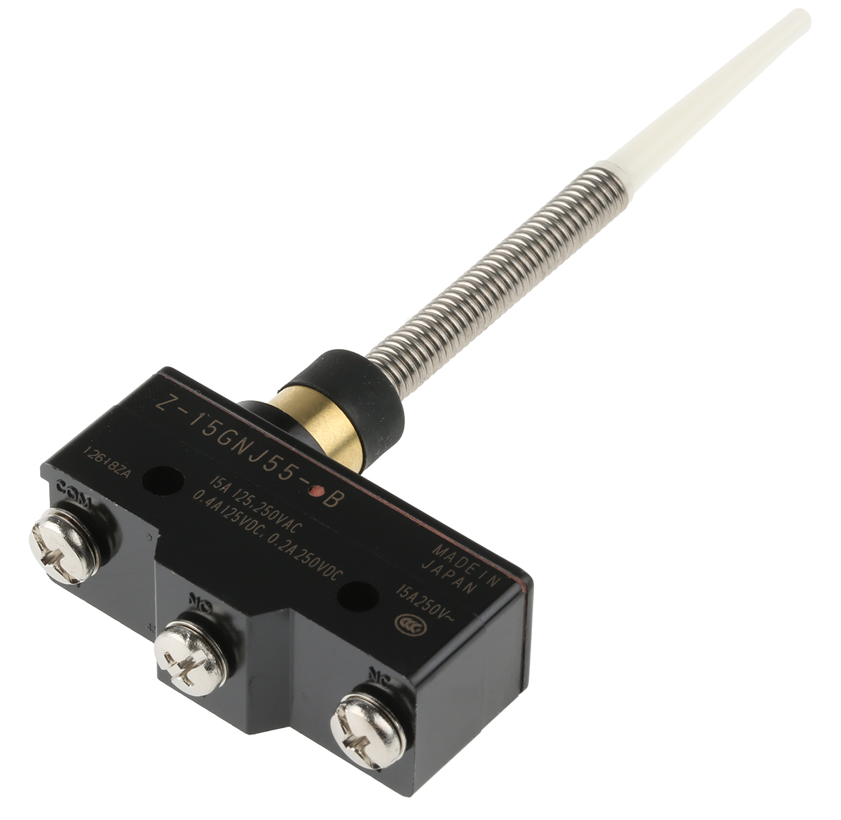 Omron Z Series Coil Spring Limit Switch, NO/NC, IP62, SPDT, Thermosetting Resin Housing, 250V ac Max, 15A Max