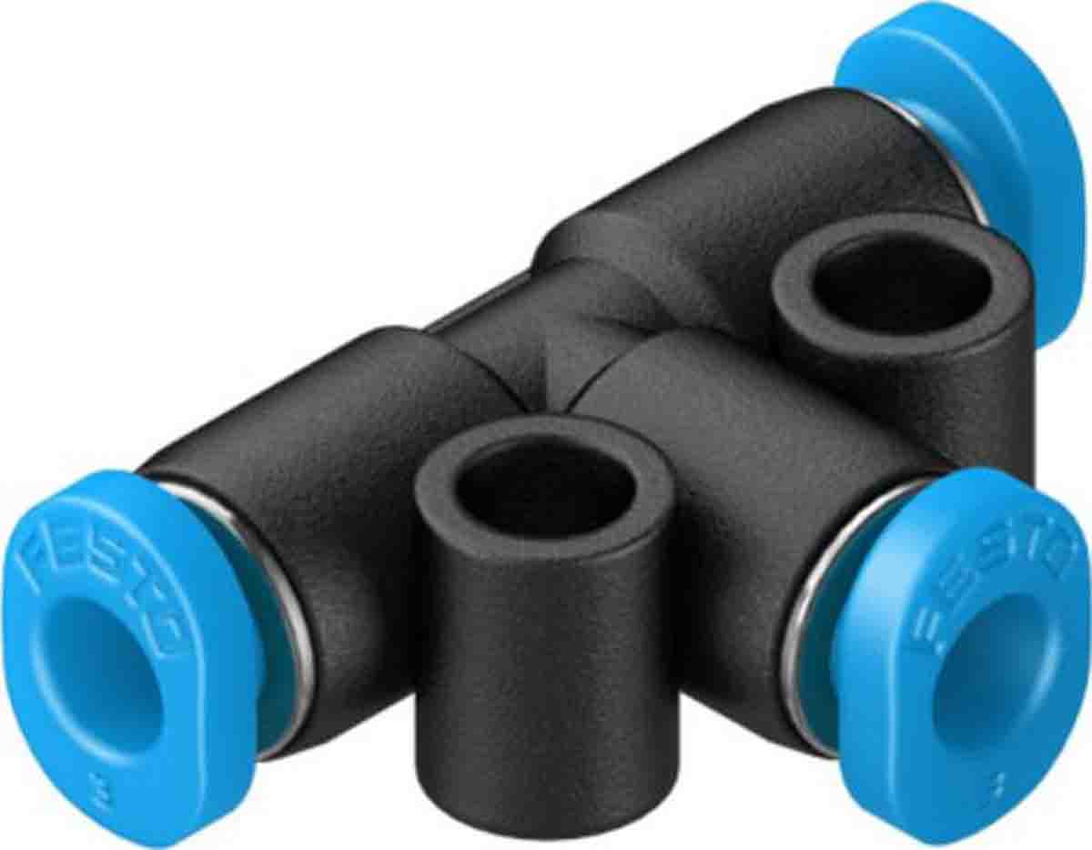 Festo QS Series Tee Tube-to-Tube Adaptor, Tube-to-Tube Connection Style, 153365
