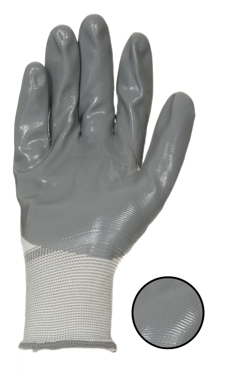 RS PRO LN635 Grey, White Nylon Work Gloves, Size 9, Nitrile Coating