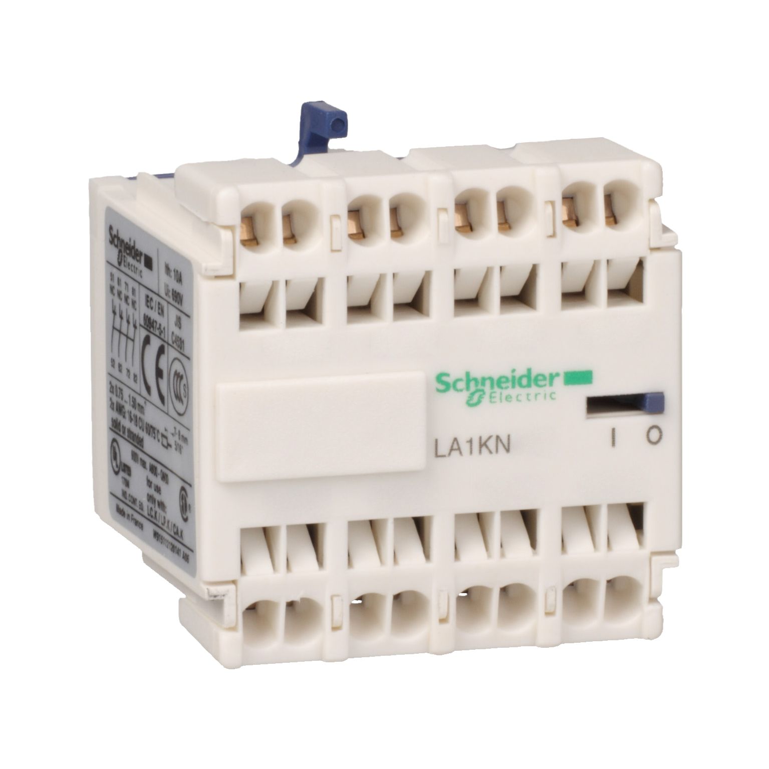 Schneider Electric Auxiliary Contact, 4 Contact, 1NO + 3NC, Front Mount LA1K