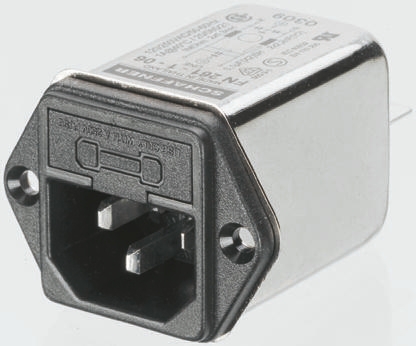Schaffner 4A, 250 V ac Male Snap-In IEC Filter FN9260S-4-06-10, Faston 1 Fuse