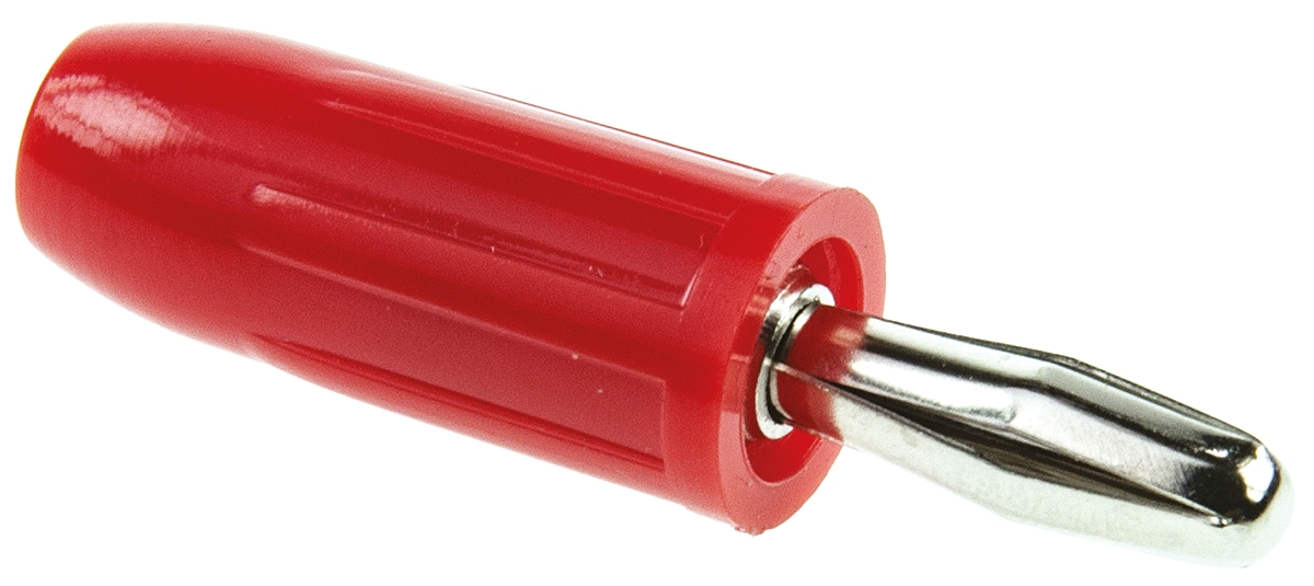 Mueller Electric Red Male Banana Plug, 4 mm Connector, 15A, Nickel Plating