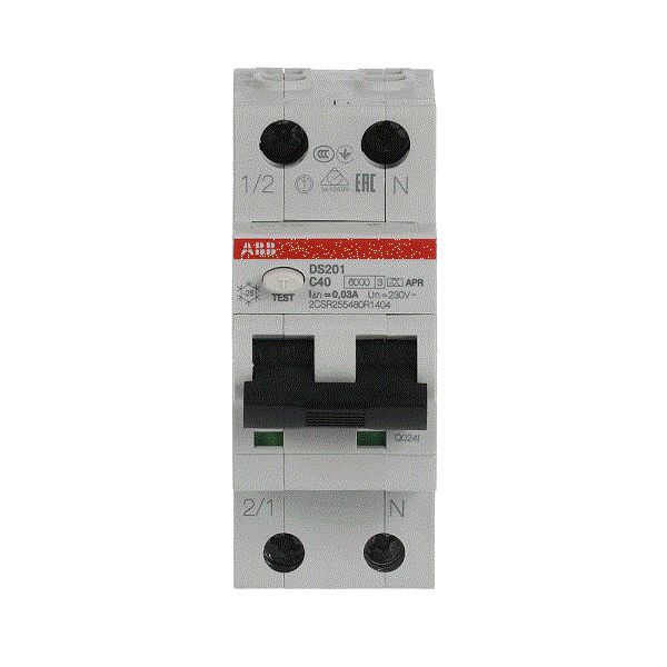 ABB DS201 RCCB, 40A, 2 Pole, 30mA, Type C, 240V