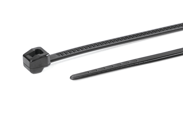 HellermannTyton Cable Tie, Outside Serrated, 100mm x 2.5 mm, Black Polyamide 6.6 (PA66), Pk-100