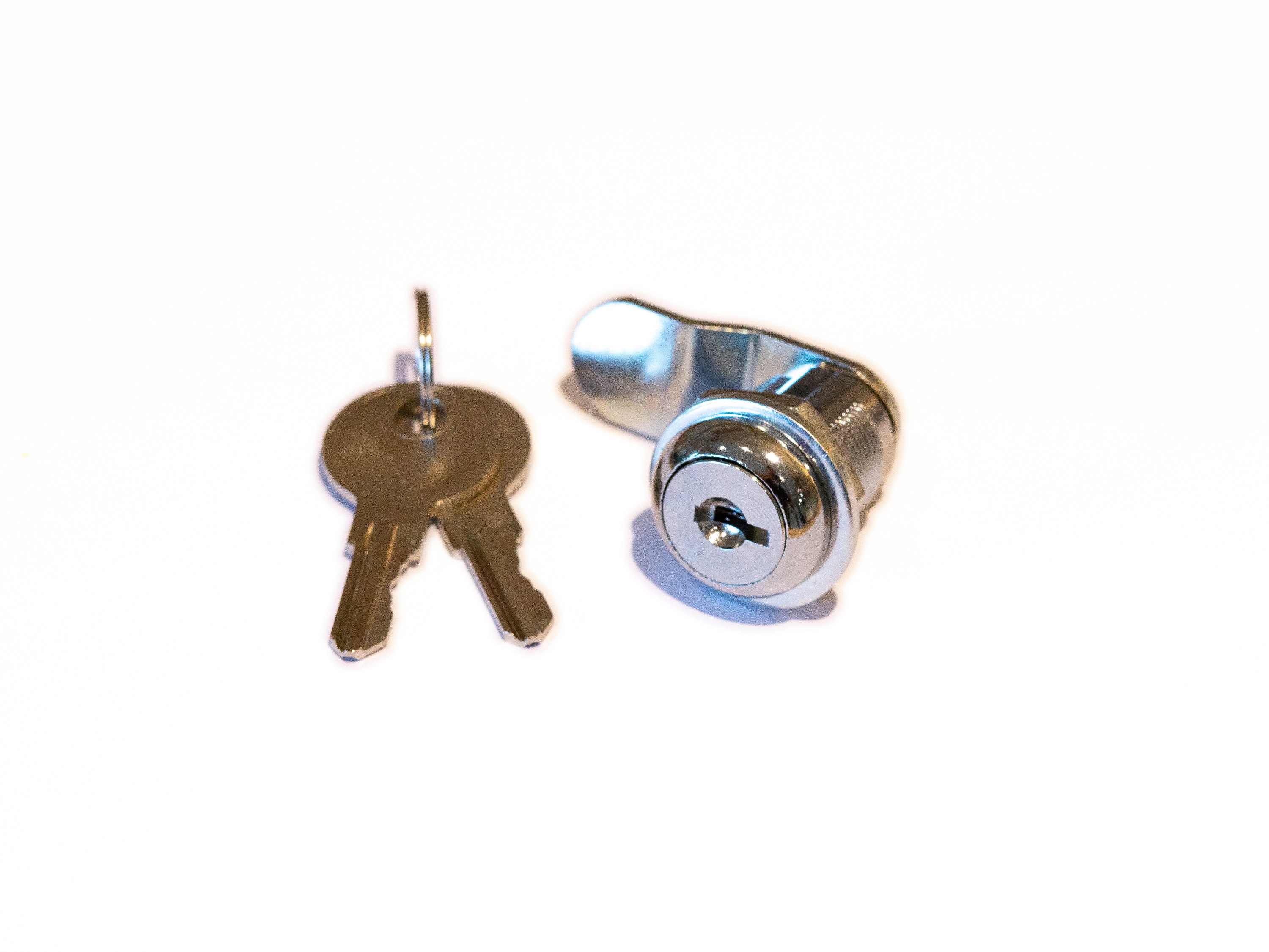 RS PRO Silver Chrome Plated Zinc Camlock, 26mm Panel-to-Tongue, 16.5 x 19.5mm Cutout, Key Unlock