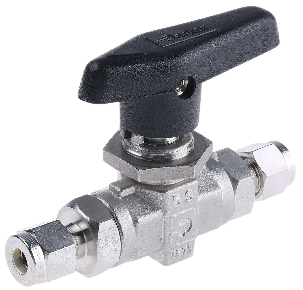 Parker Stainless Steel 2 Way, Ball Valve, Compression, 1/4in