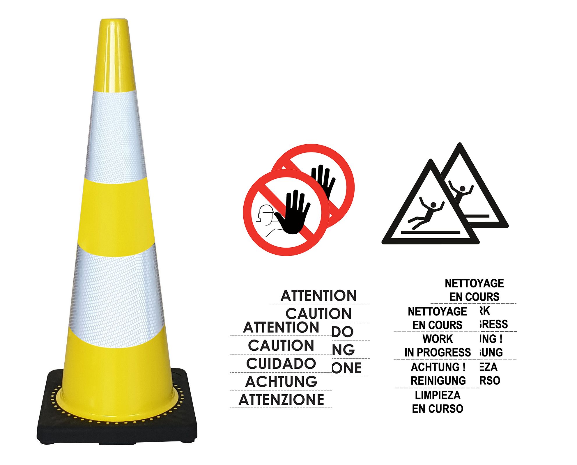 RS PRO Yellow 900 mm PVC Safety Cone
