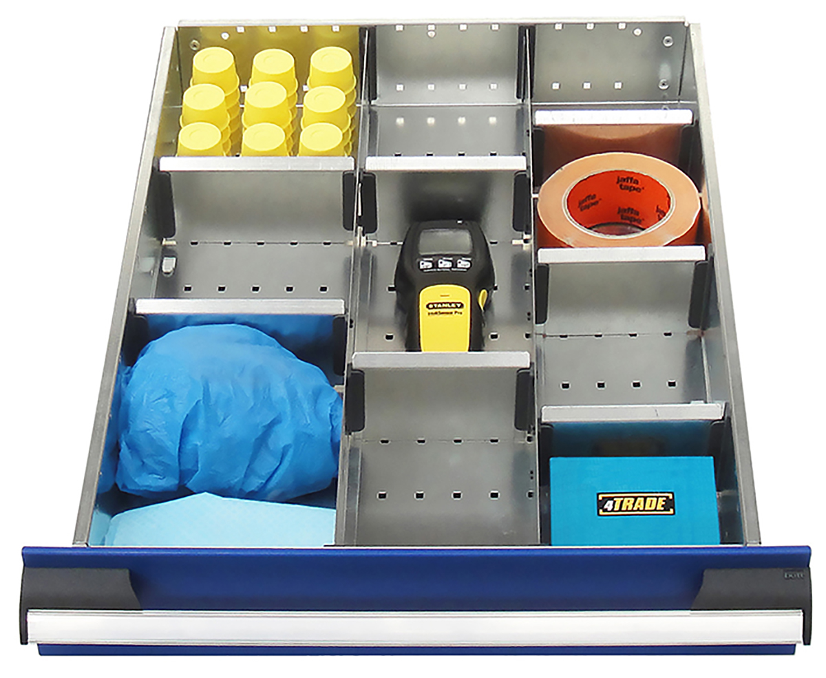 Bott Front-to-Back, Left-to-Right Divider Set for use with 100 mm Drawer, 525 W x 650 D Cubio Cabinet