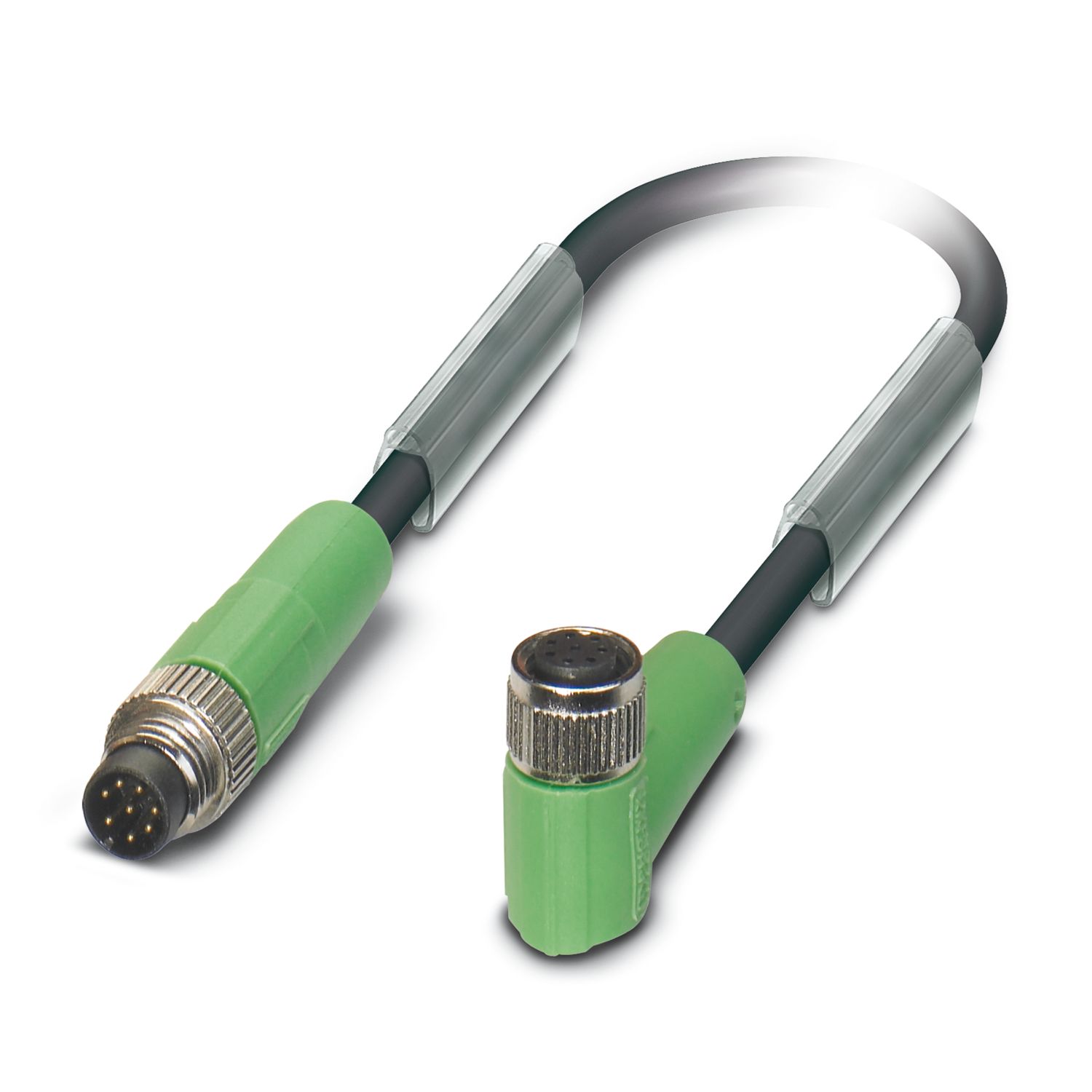 Phoenix Contact Male 8 way Straight Plug M8 to Male 8 way Angled Socket M8 Sensor Actuator Cable, 0.6 m