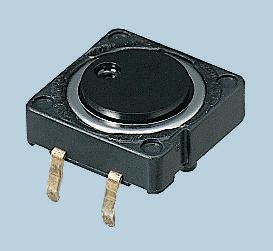 Alps Alpine Black Button Tactile Switch, SPST 5 mA @ 12 V dc 0.8mm Snap-In