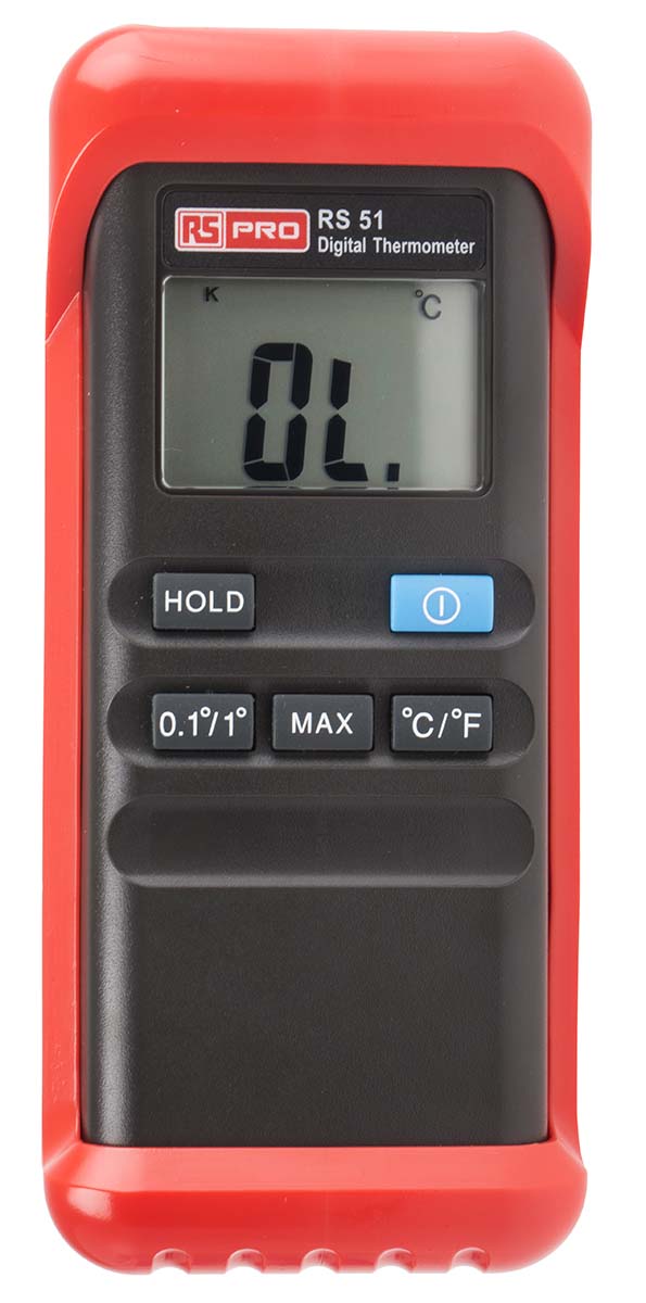 RS PRO Handheld Digital Thermometer, K Probe, 1 Input(s), +1300 °C, +1999°F Max, ±0.3 % Accuracy - With UKAS Calibration