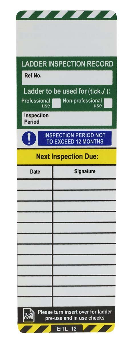 Brady LAD-GB Series Black on Green, White, Yellow Safety Ladder Tag, English Language, 1 per Pack