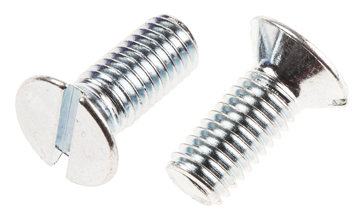 RS PRO Slot M8 Countersunk Steel Machine Screws DIN 963 x 20.0mm