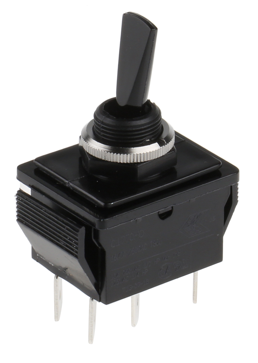 Arcolectric (Bulgin) Ltd Toggle Switch, Panel Mount, On-Off-On, DPDT, Tab Terminal