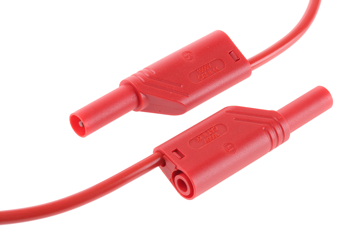 Hirschmann Test & Measurement Test lead, 32A, 1000V ac/dc, Red, 500mm Lead Length