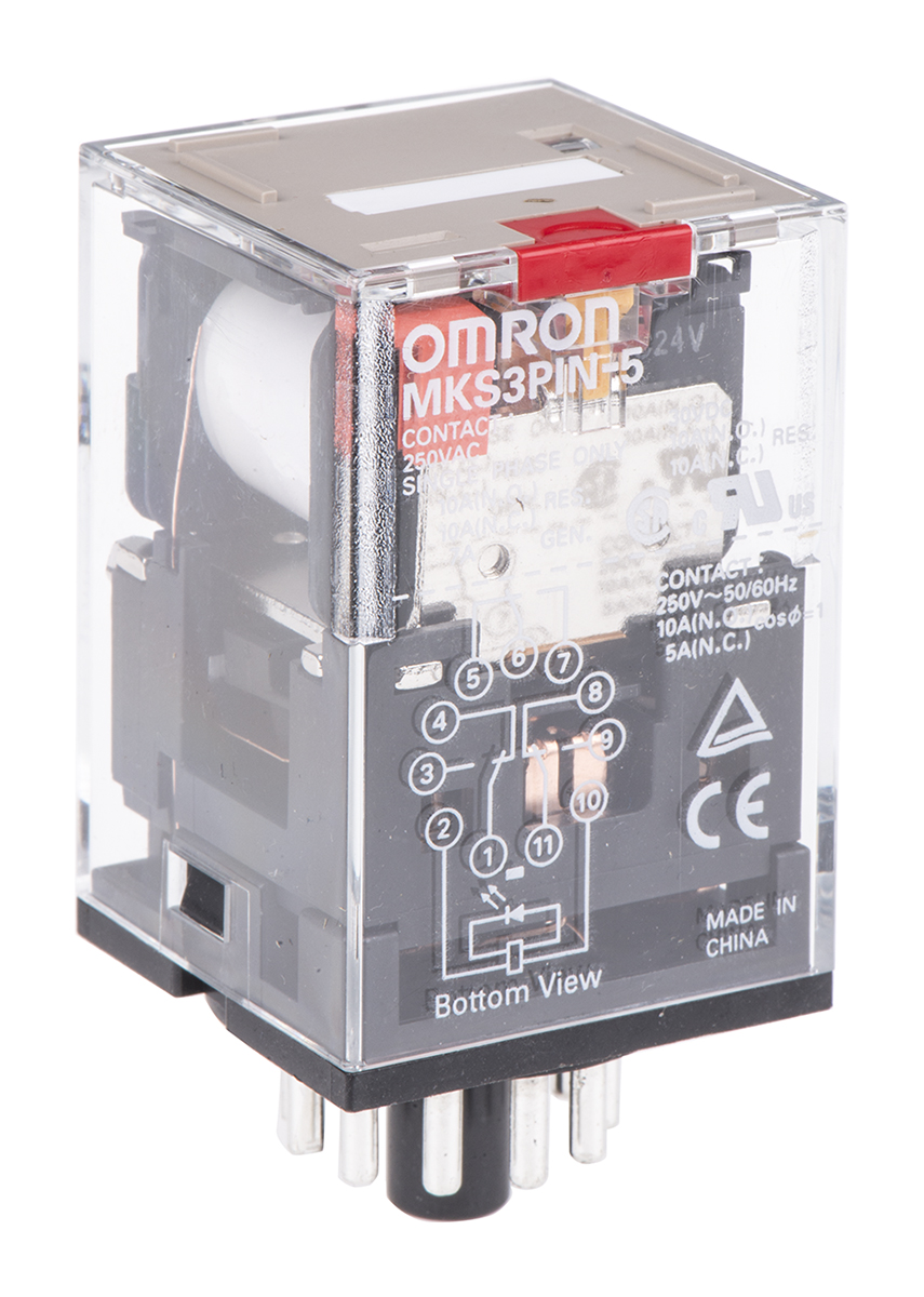 Omron Plug In Relay, 24V ac Coil, 10A Switching Current, 3PDT