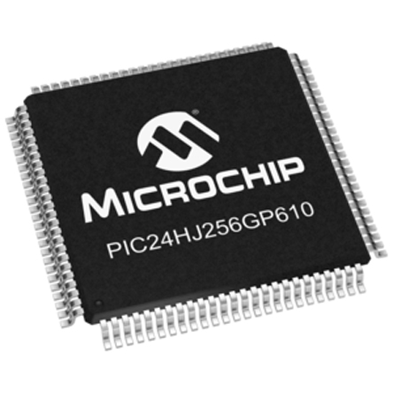 Microchip PIC24HJ256GP610-I/PF, 16 bit PIC, PIC24HJ Microcontroller, 80 MHz, 256kB FLASH, 100-Pin TQFP