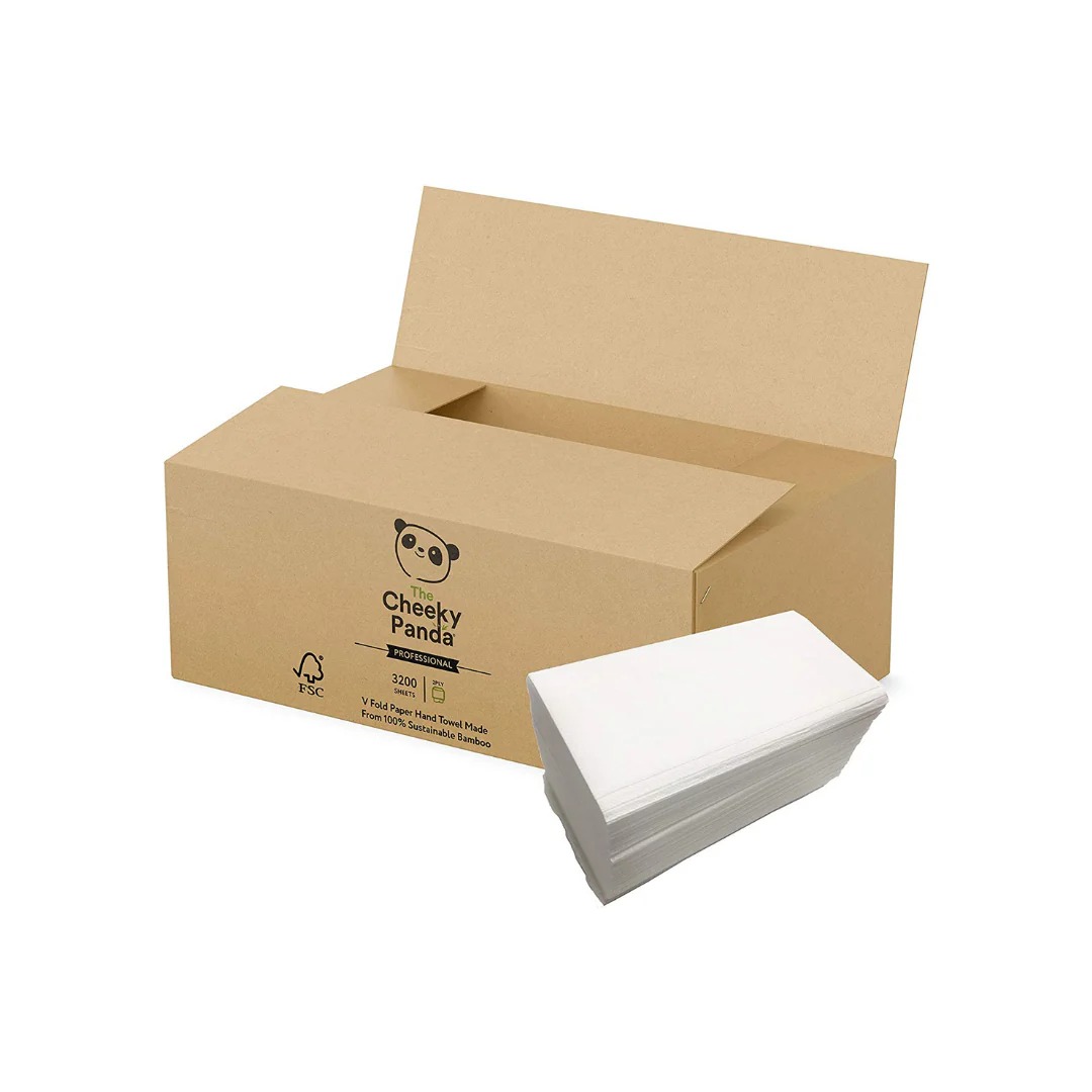 The Cheeky Panda Ltd VHANDTW20 White Folded Paper Hand Towels, 215 x 215mm, 2-Ply, 3200 Sheets
