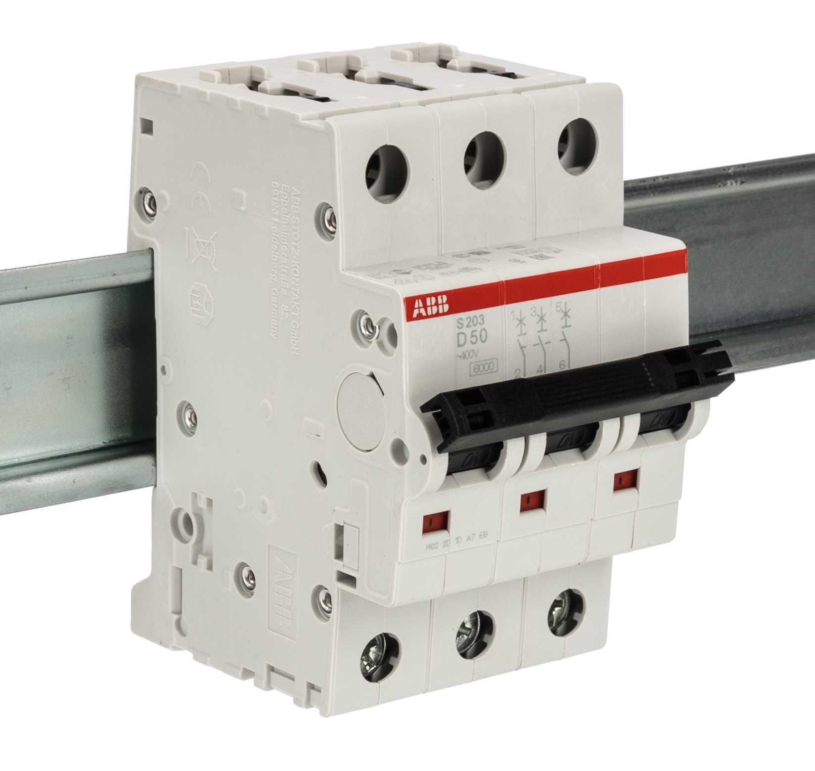 ABB System Pro M Compact S200 MCB, 3P, 50A Curve D, 440V AC, 6 kA Breaking Capacity