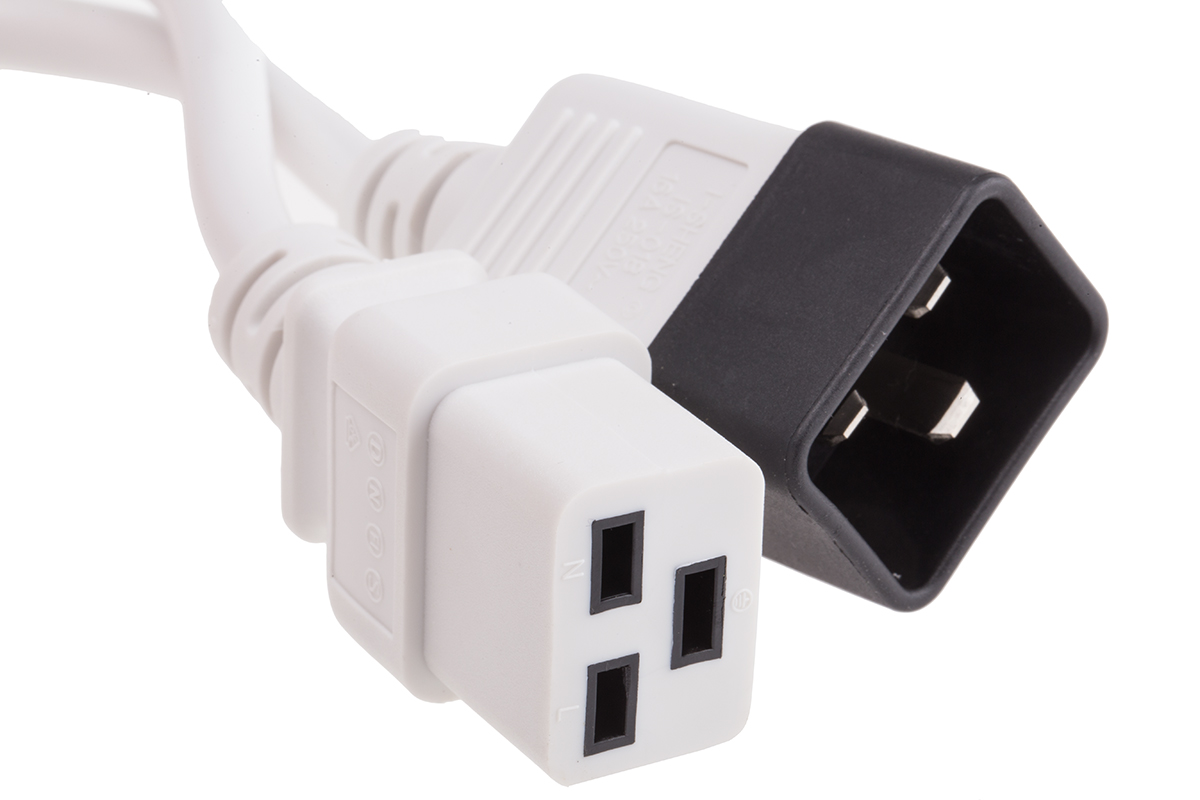 RS PRO Straight IEC C19 Socket to Straight IEC C20 Plug Power Cord, 2m
